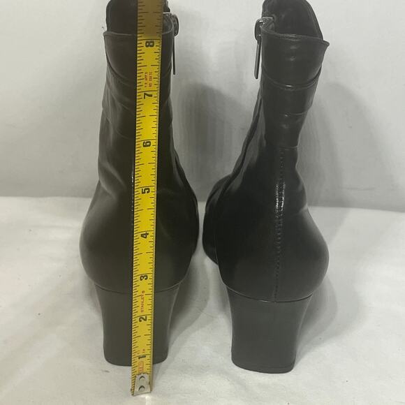 BeautiFeel Boots Ankle Black Zip Leather Heel Lady Dressy Office AntiSlip 39/8.5 - Picture 5 of 10